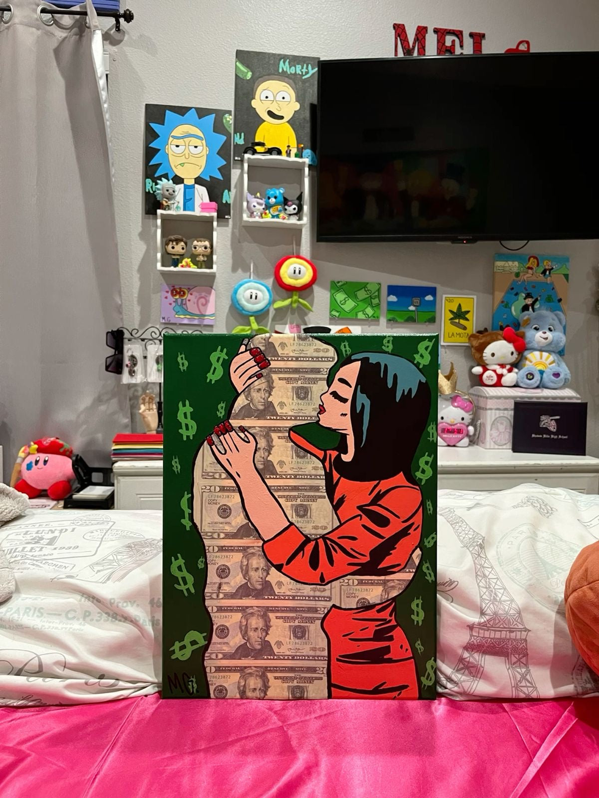 Money Obsession" Pop Art Canvas – Modern Silhouette Wall Decor