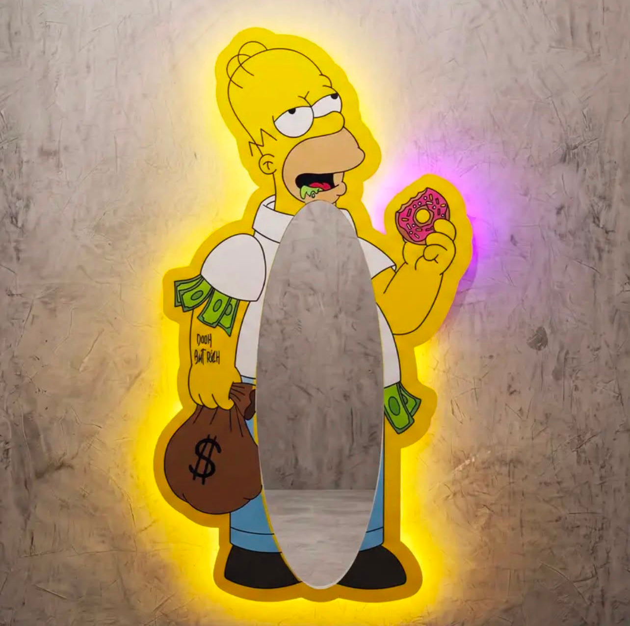 Homer Simpson "D'oh But Rich" LED Mirror 150/70cm✨